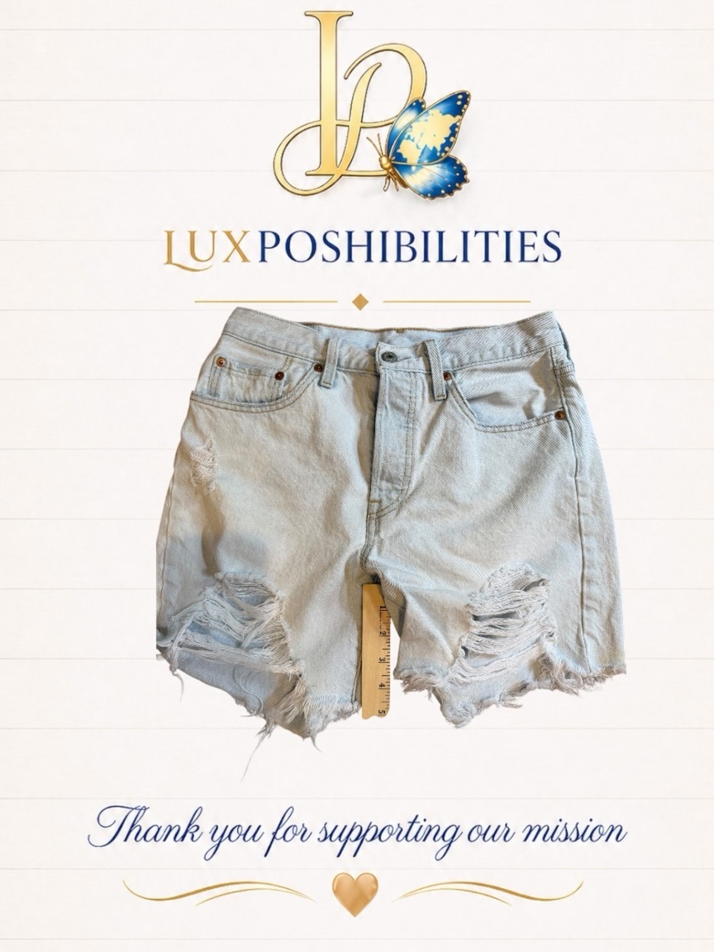 Levi's Light Blue Distressed Denim Cutoff Shorts